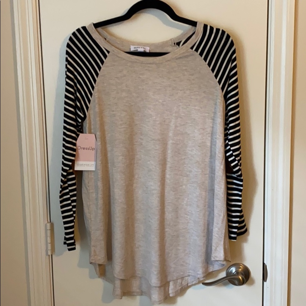 Simple striped shirt with brown elbow patches